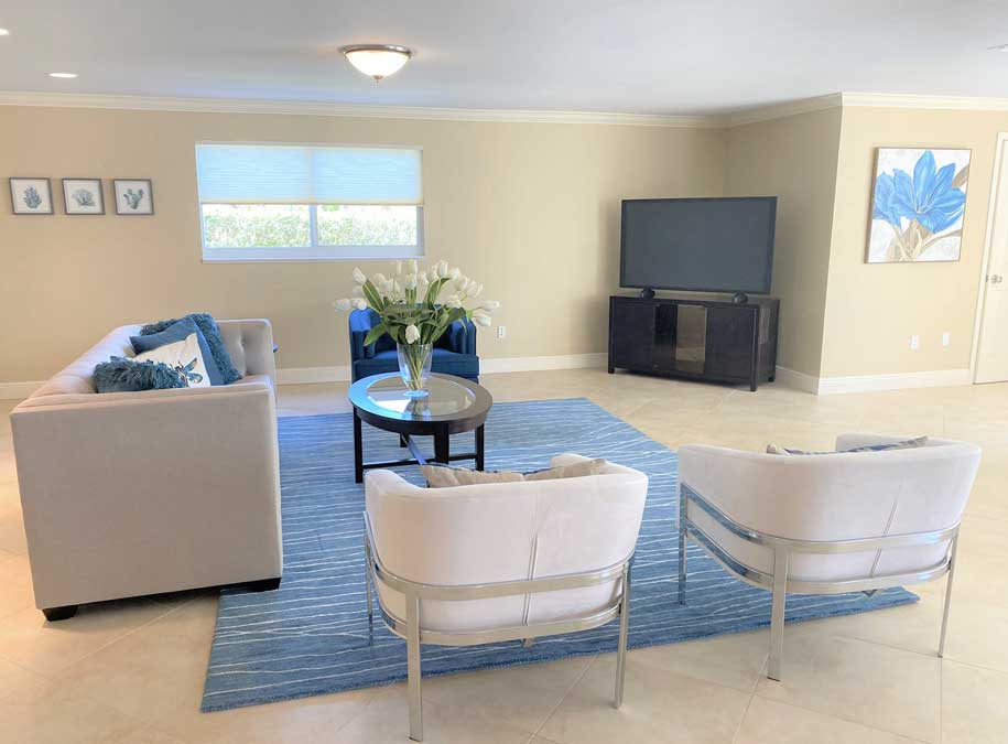 Marco Island living room after home staging | Naples Home Staging Home Staging Services Southwest Florida Vacant Home Staging and Furnished Home Staging